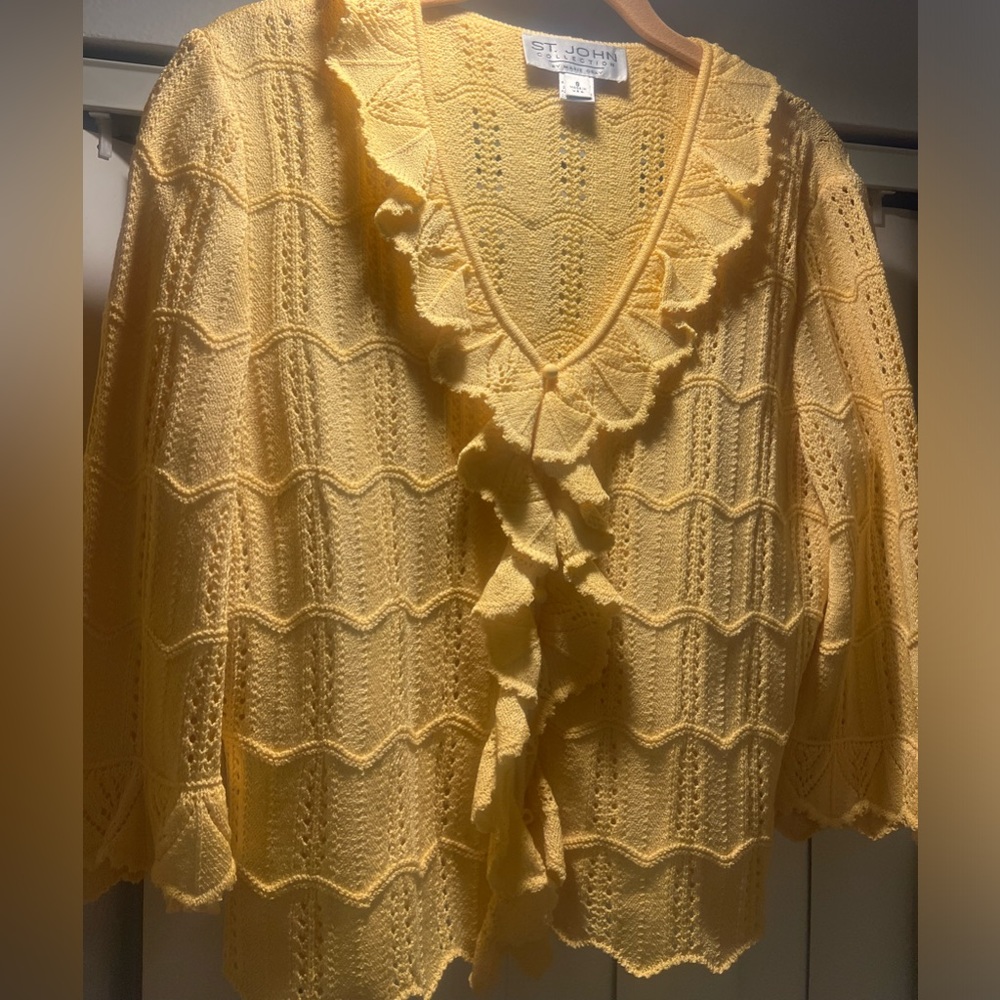 Yellow St. John Collection Size 8 Button Down Swe… - image 3